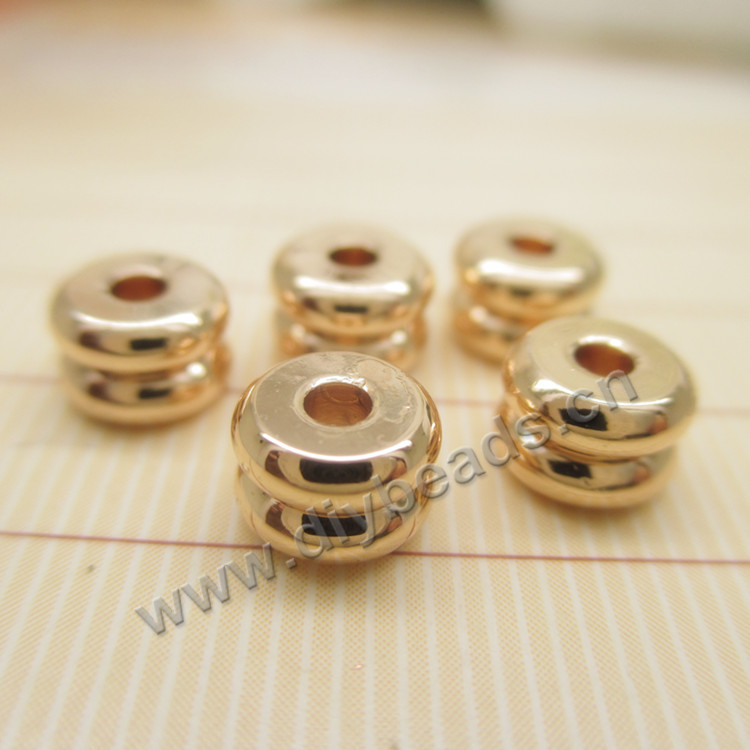 Wholesale 6*4mm Flat Round 24K Gold Filled Spacer Beads for jewelry making