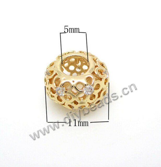 beads, big-hole beads,24k gold plated alloy, 11x8mm with 5mm hole. Sold per pkg of 10ps