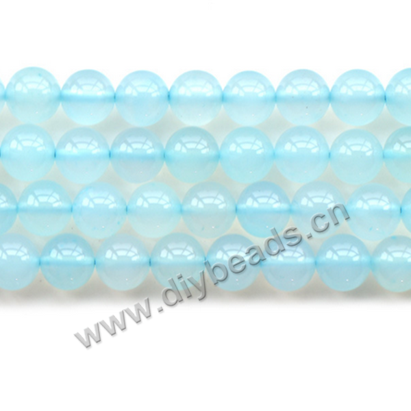 Bead,agate,sky blue,smooth 6mm round.sold per pkg of 10 strands
