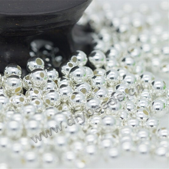 Bead, 925 sterling silver, 14mm, small hole 2mm , big hole2.5mm, Sold per pkg of 1 bag-10pieces.