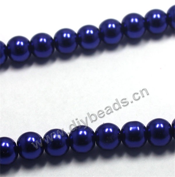 Bead, glass pearl, cobalt blue, 8mm round. Sold per pkg of 32-inch strands.