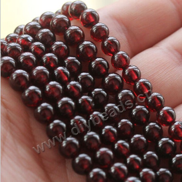 Bead, garnet (natural), wine red color, AAA  6mm smooth round, Sold per 15-inch strand