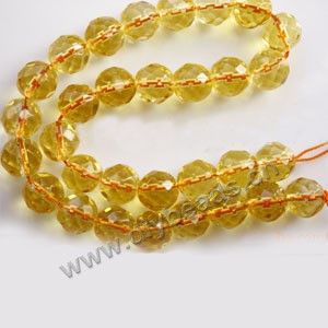 Bead, citrine (SYN),12mm  64-faceted round, A grade. Sold per 14-inch strand,approximately  30 beads . 