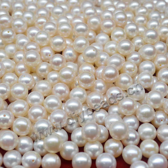 Cheap 8-8.5mm natural freshwater round loose pearls half hole drilled 