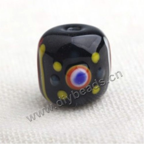 Bead,Japan lampworked glass,black round tube, 15X15mm round.mini order 100pc 
