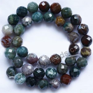 Bead, India agate (natural), 10mm faceted round. Sold per 15-inch strand.