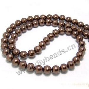 Bead, glass pearl, brown, 6mm round. Sold per pkg of two 16-inch strands.