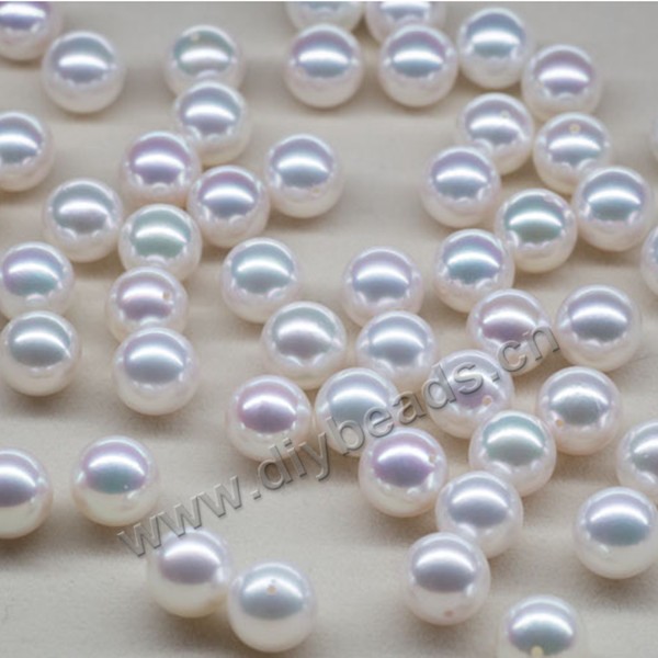 Pearl, akoya saltwater(natural), white, 8.5-9mm round,loose beads, Sold per package of 1pcs