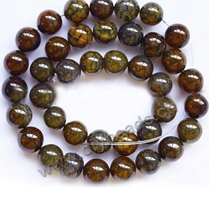 Bead, dragon veins agate (dyed / heated), 10mm round. Sold per 15-inch strand.