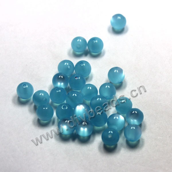 Bead, acrylic, cat's eye light blue, 10mm round. Sold per pkg of 100ps