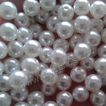 Imitation pearl, acrylic pearl,white with printing, 7mm round , half hole , high gloss . Sold per pkg of 3000pcs
