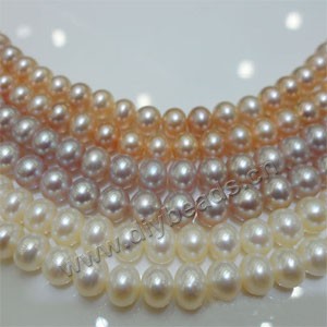 Pearl, cultured freshwater (natural),white/peach/mauve 6.5-7mm potato. Sold per 16-inch(40cm) strand