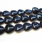 Bead, blue goldstone (manmade), 10mm puffed heart. Sold per 16-inch strand