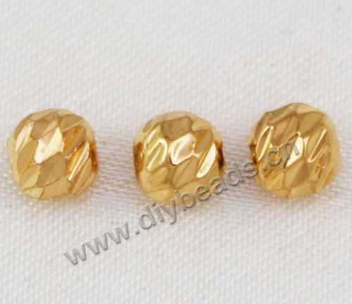 Bead,copper,24k gold plated,5mm with 2.0mm hole,round,Sold per pkg of 30 pieces.