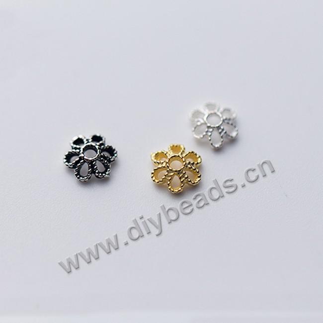 Bead cap, 925 sterling silver beads, 6mm diameter, gold color. Sold per pkg of 100pcs.