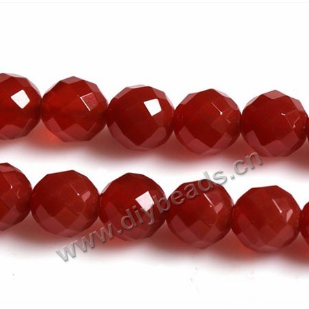 Bead, red agate (dyed), 12mm 64-faceted round, Mohs hardness 6-1/2 to 7. Sold per 15-inch strand.