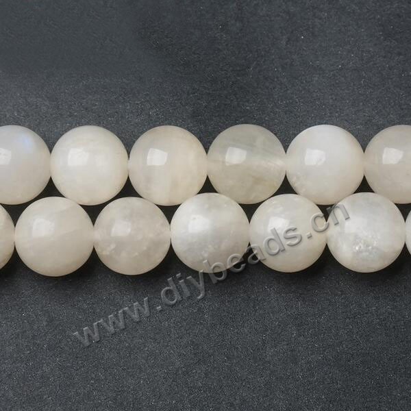 Natural moonstone, white, 8mm round. Sold per 16-inch strand.