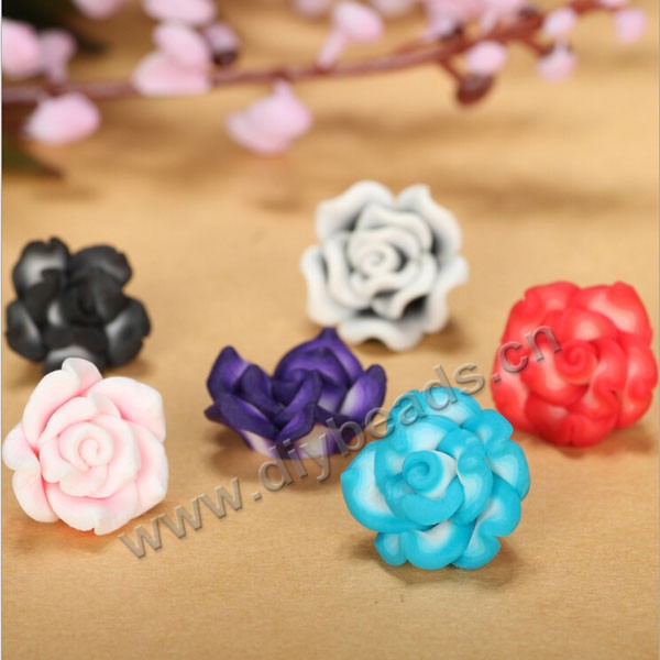 Bead, polymer clay,mixed color,15x10mm flower. Sold per pkg of 5.
