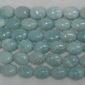 Bead, amazonite (natural), 10x14mm puffed oval. Sold per 16-inch(40cm) strand