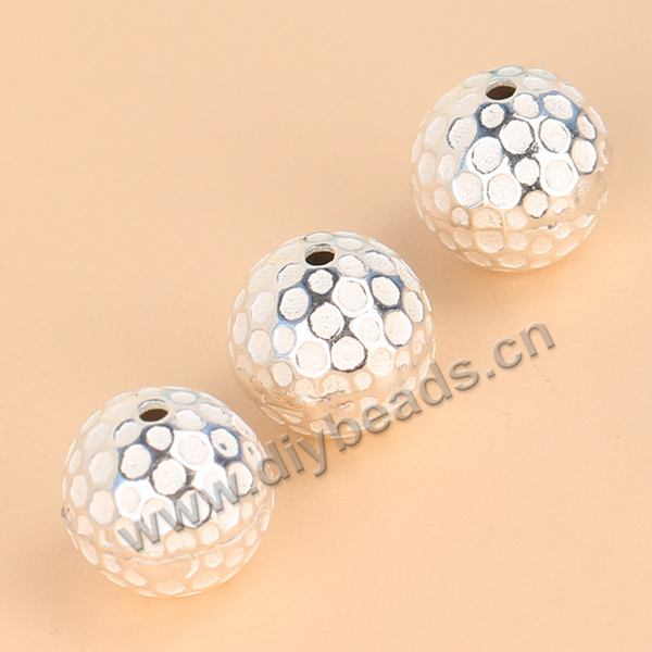 Spacer Bead, 925 sterling silver, 10mm  round golfball beads  Sold per pkg of 1 bag(10 pieces).