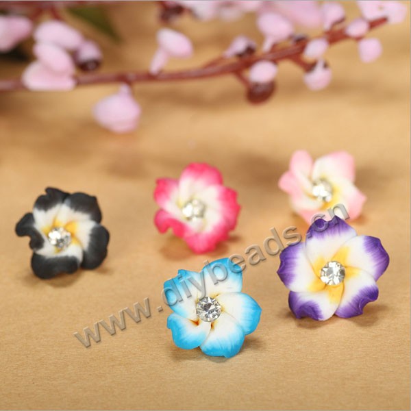 Bead, polymer clay,mixed color,12x6mm flower. Sold per pkg of 5.