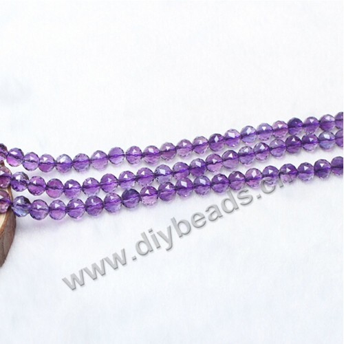 Bead, amethyst (natural), 10 mm  128 faceted  round,  Sold per 16-inch strand.