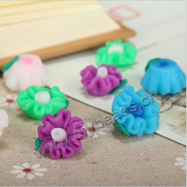 Bead, polymer clay,mixed color,15x10mm flower. Sold per pkg of 5.