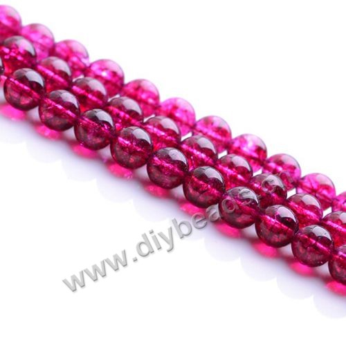 Bead,quartz (synthetic),crackle,rose red,10mm round. Sold per pkg 5 strands