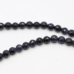 Bead, blue goldstone (manmade), 8mm 128-faceted round. Sold per 16-inch strand