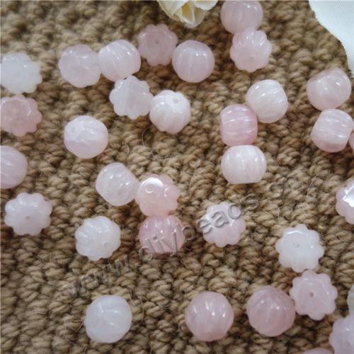 Bead,rose quartz,12x10mm pumpkin . Sold per pkg 50pcs