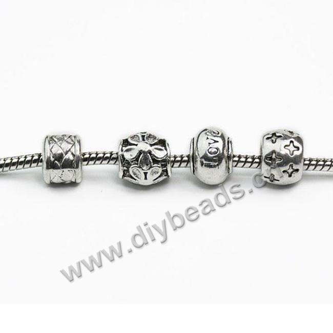 Bead,big-hole bead,alloy,ancient silver tube,Sold per pkg of 10ps