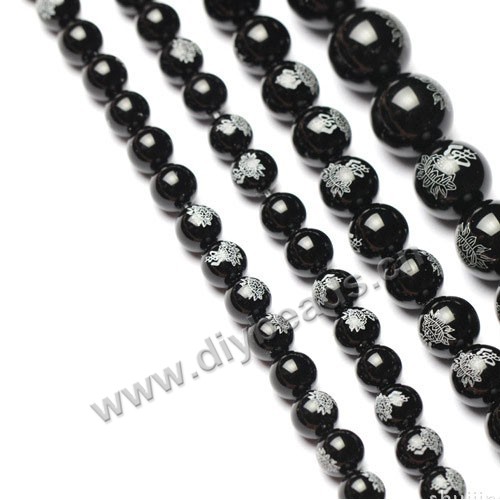 Bead,Black lotus beads agate(natural), 8-14mm round. Sold per 15-inch strand.