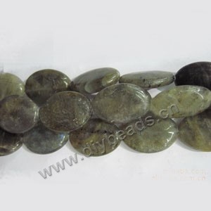Bead, labradorite (natural), 18x25mm flat oval, Mohs hardness 6 to 6-1/2. Sold per 16-inch strand