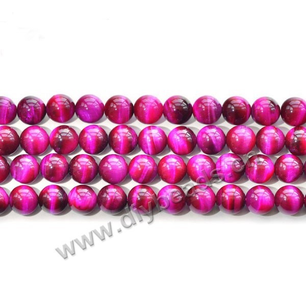 Bead, rose red tigereye beads (dyed), 6mm round AA grade. Sold per 16-inch strand