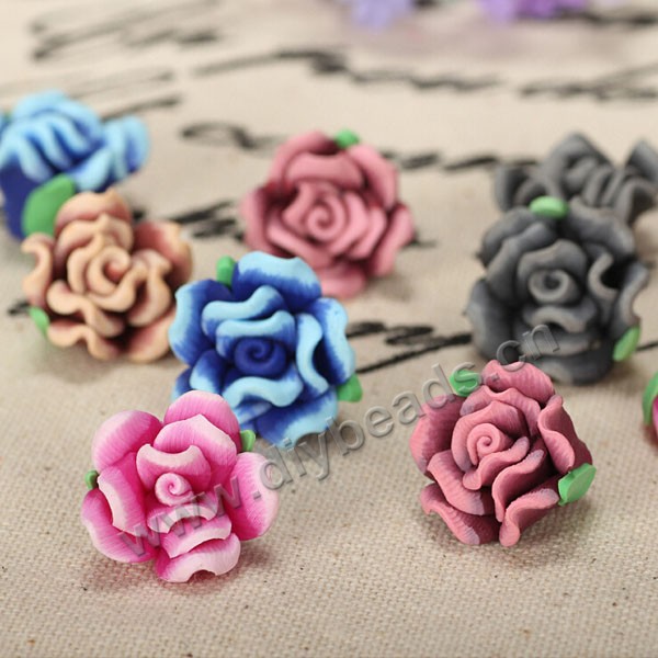 Bead, polymer clay,mixed color,17x12mm flower. Sold per pkg of 5.