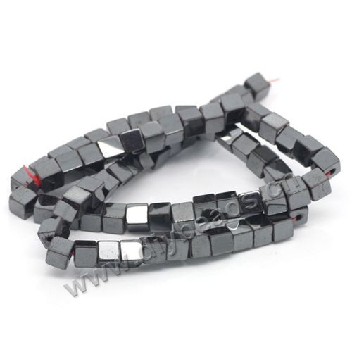 hematite Bead,balck,6x6mm,cube. Sold per 10strands