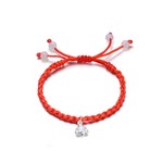 Bracelet, red line with 925 silver buddha beads,for prayer beads,sold per pkg of 5 pc.