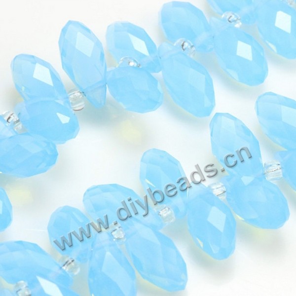 Bead, k5 glass, opaque lake blue, 6x12mm top-drilled faceted teardrop, diy beads, wholesale cheap, factory price. Sold per pkg of 2 strands-(100ps/strand).
