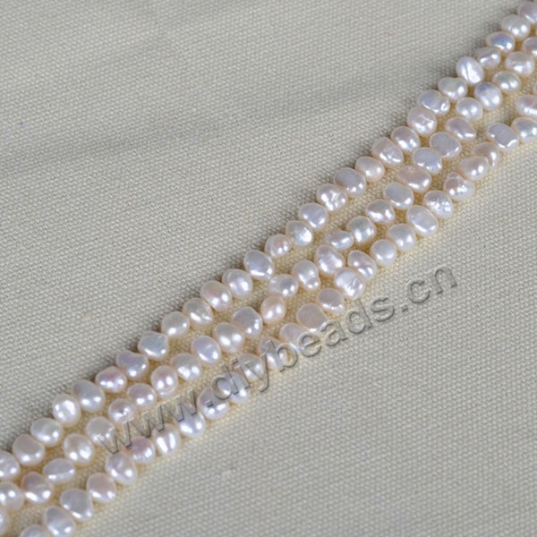 Pearl, cultured freshwater pearl, white,5.5-6mm potato, AAA grade. Sold per bag of one strand