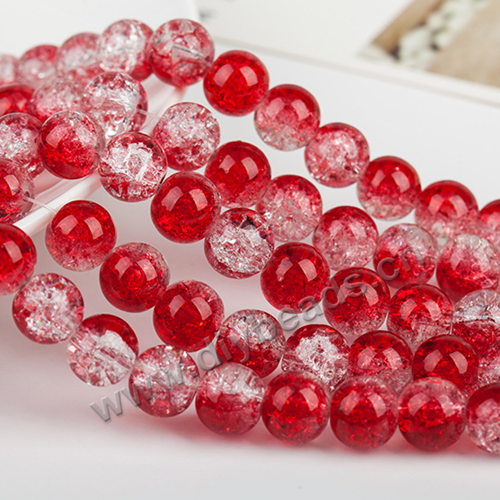Bead,red quartz,crackle,6mm round.Sold per pkg fiave strands.