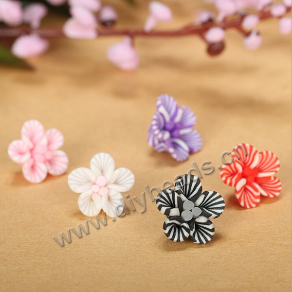 Bead, polymer clay,mixed color,15x5mm flower. Sold per pkg of 5.