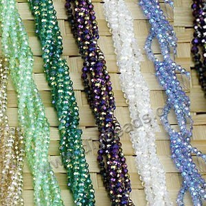 Bead, glass, multicolored AB, 3mm faceted round. Sold per 12-inch strand,approximately  100ps. 
