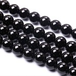 Bead, black obsidian (natural), 18mm round, A grade. Sold per 16-inch strand