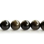 Bead, golden sheen obsidian (natural), 16mm round, A grades. Sold per 16-inch strand.