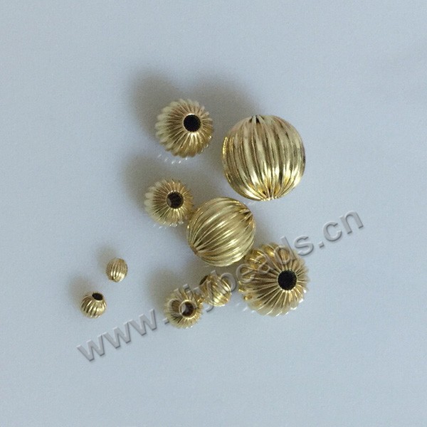 Bead,copper,14k gold filled,Striped beads,4mm with 1.2mm hole,Sold per pkg of 10 pieces.
