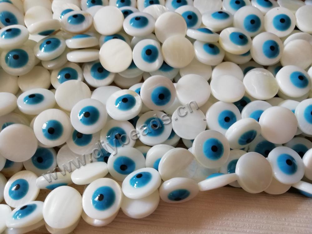 Wholesale Mother of pearl turkey shell round evil eye beads