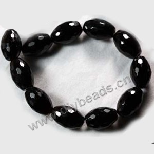 Bead, black agate (dyed),12x8mm faceted oval. Sold per 16-inch strand.