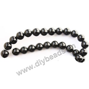 Bead, black agate (dyed), 8mm round. Sold per 15-inch strand.
