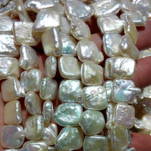 baroque Pearl,cultured freshwater (natural), white,12-13mm square,AAgrade. Sold per 16-inch(40cm) strand