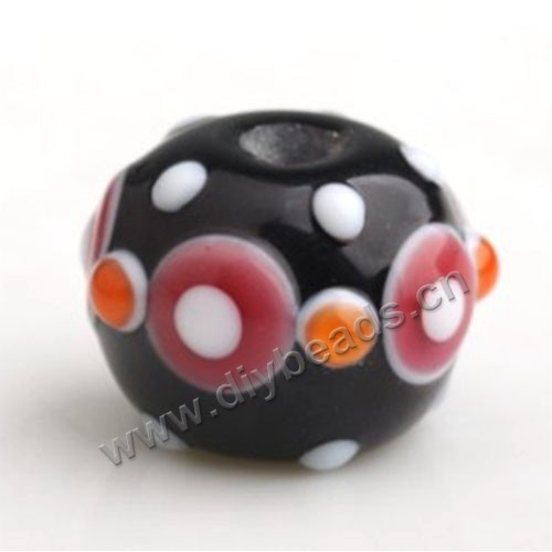 Bead,Japan lampworked glass,black with bumpy dots,16X12mm Rondelle.mini order 100pc 